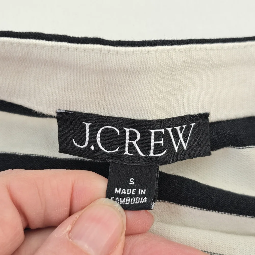 J.Crew Boatneck Muscle T-Shirt in Stripe Mariner 100% Cotton Small